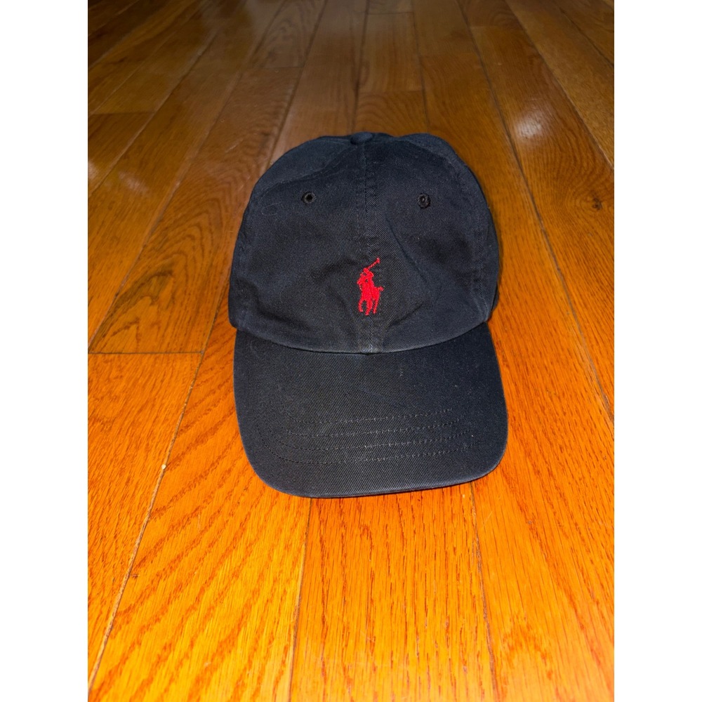 Polo Ralph Lauren Black Baseball Cap Red Pony Logo Adjustable Hat